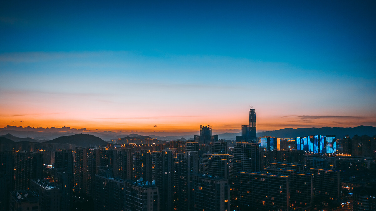 臺州城市夜景風光全景